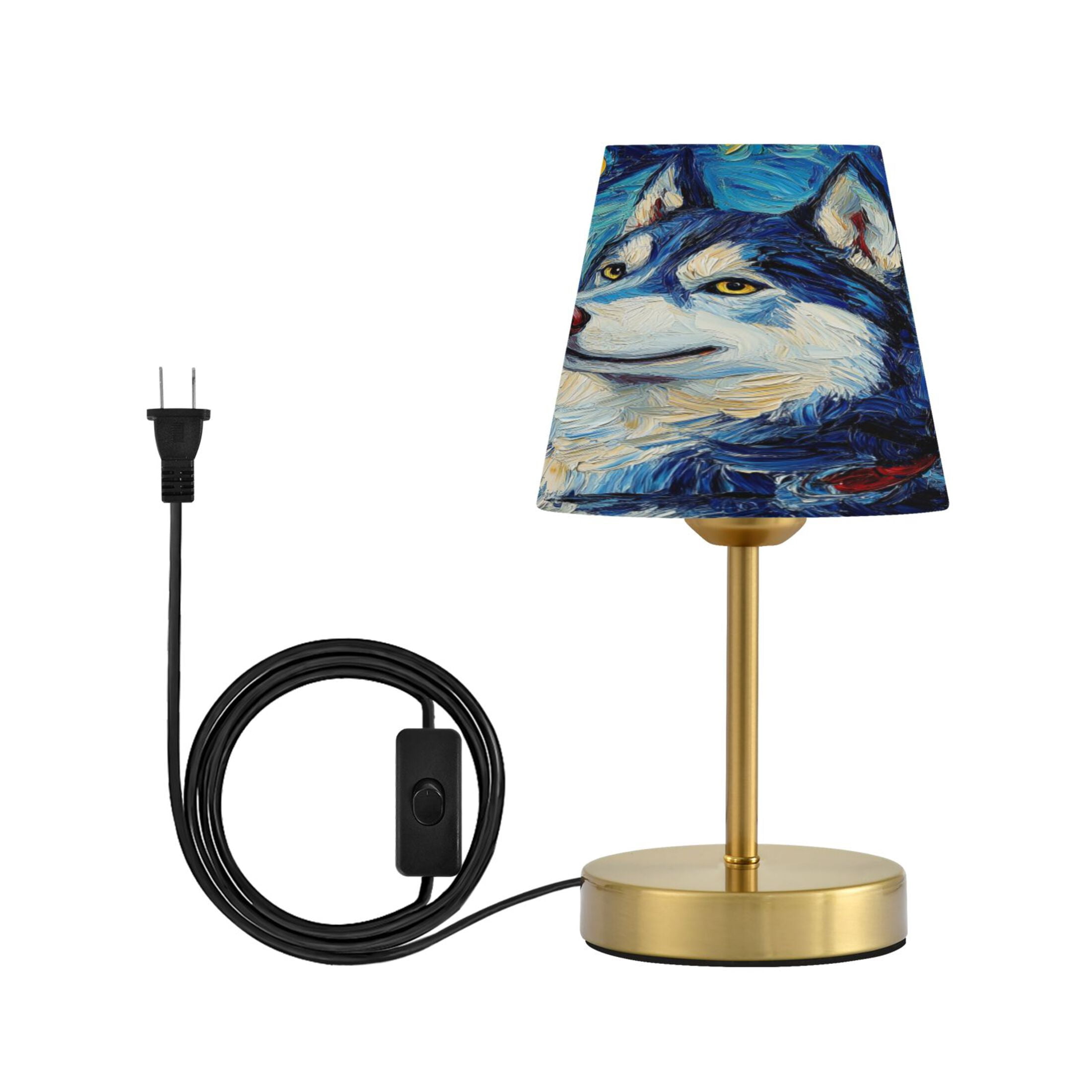 Wobogo Oil Painting Styles Husky Table Lamps Three-channel Adjustable Lighted Antique Brass Metal Base Simple Modern Style for Bedroom Nightstands Living Room and Office