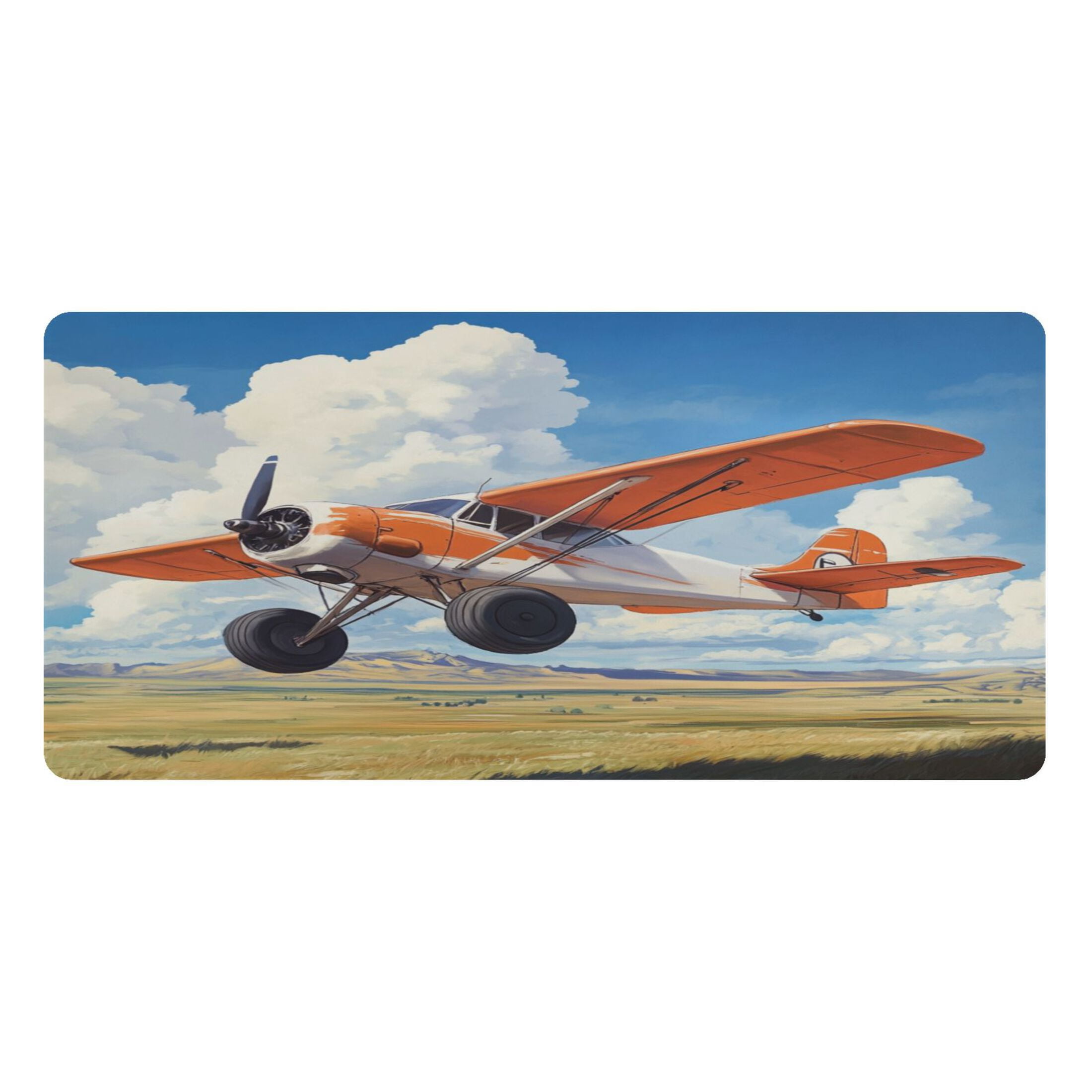 Wobogo Orange Airplane Gaming Mouse Pad Non-slip Leather Desk Mat Water Resist Keyboard Pad for Gamer Office 16.5×35.4in