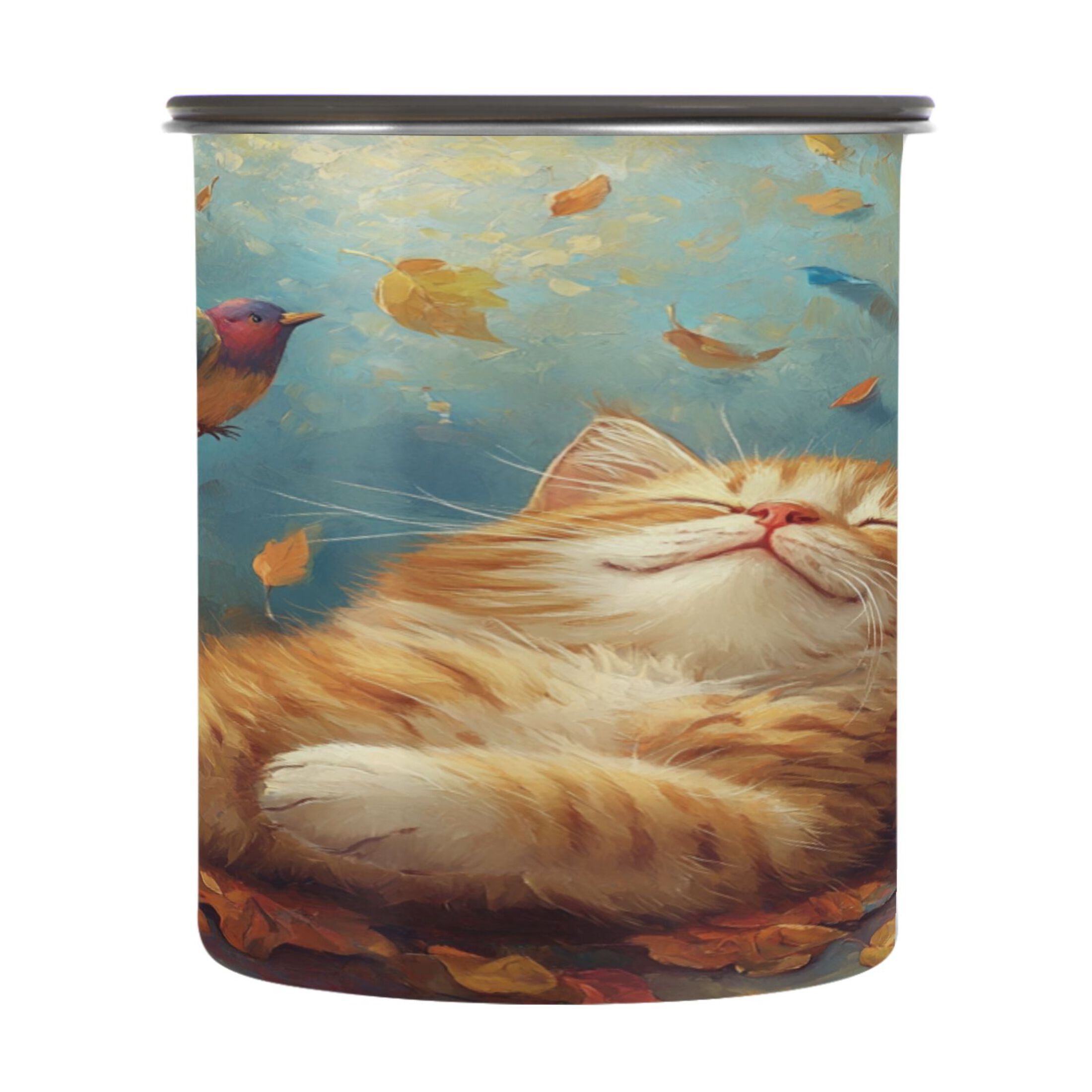 Fall Food Storage Wobogo Orange Cat Leaf Fall Food Storage Jars 304 Food Grade Stainless ...