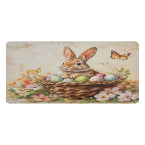 Wobogo Orange Easter Rabbit Gaming Mouse Pad Non-slip Leather Desk Mat Water Resist Keyboard Pad for Gamer Office 23.6×47.2in