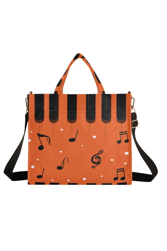 Wobogo Orange Piano Keys Corduroy Tote Bag for Women Travel Crossbody Bag Purse Women Shoulder Bags Work Handbags Daily Commuter Bag 10.2×9inch