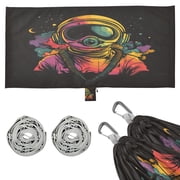 Wobogo Outer Space Astronauts Pattern Camping Hammocks 330 lb Capacity with Tree Straps and Hanging Pockets for Outside Hiking Beach Backpack Travel