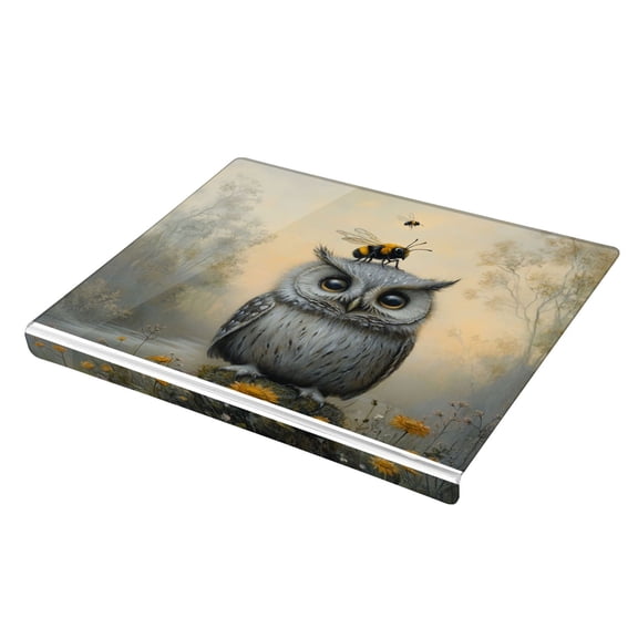Wobogo Owls and Bees Pattern Acrylic Cutting Board with Counter Lip 16.5"x13.4 Perfect for Bread Meat Veggies & More Great Kitchen Essential Gadgets & Decor