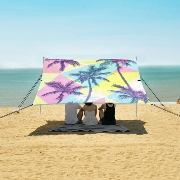 Wobogo Palm Tree Silhouettes Beach Tent Camping Sun Shelter 110 x 125in UPF50+ Outdoor Shade for Trips Fishing Picnics
