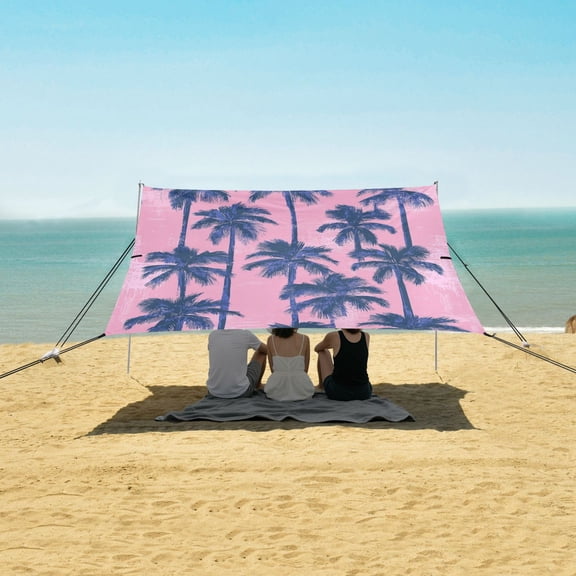 Wobogo Palm Trees Beach Tent Camping Sun Shelter 110 x 125in UPF50+ Outdoor Shade for Trips Fishing Picnics