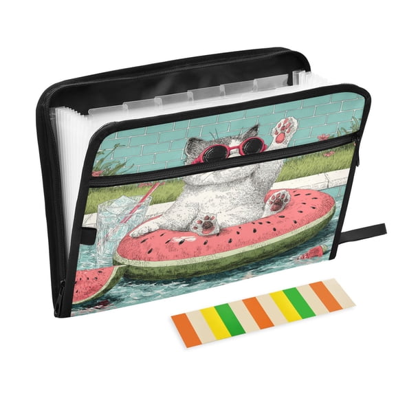Wobogo Party Kitty Expanding File Folder Letter Size Accordion Filing Organizer 13 Pocket Separate Organ Pocket