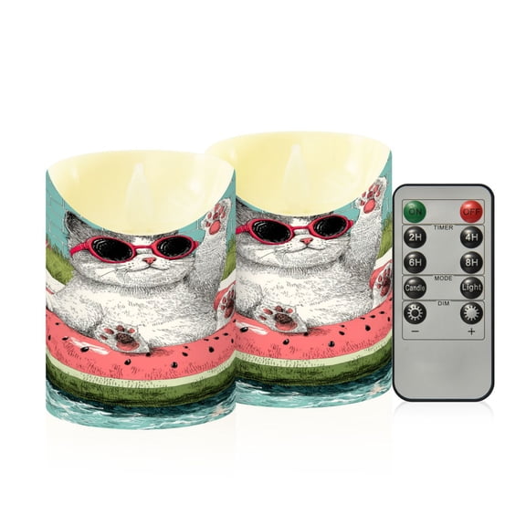 Wobogo Party Kitty Flameless Candles with Remote Battery Operated Flickering LED Candles with Timer 2/4/6/8H Small Size