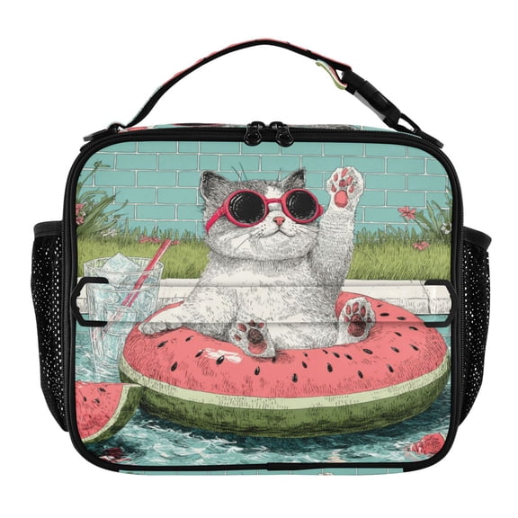 Wobogo Party Kitty Lunch Bag Insulated Portable Cooler Tote Bag for for Adults Kids Work Office School Picnic Beach