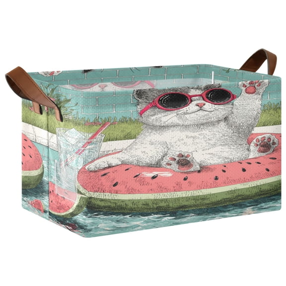 Wobogo Party Kitty Storage Basket 16.9×11.4×10in Collapsible Oversized with Metal Iron Frame