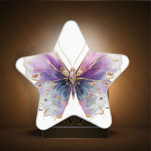 Wobogo Pastel Butterfly LED Star Night Light 0.2 Watt Wall Plug Dusk to Dawn Auto Switch Adjustable Brightness Soft White Light