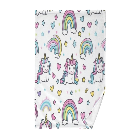 Wobogo Pattern with Cute Unicorns and Rainbows Face Towel Soft Breathable Cotton Towel Set for Bathroom Kitchen Hotel Spa Gift Decor
