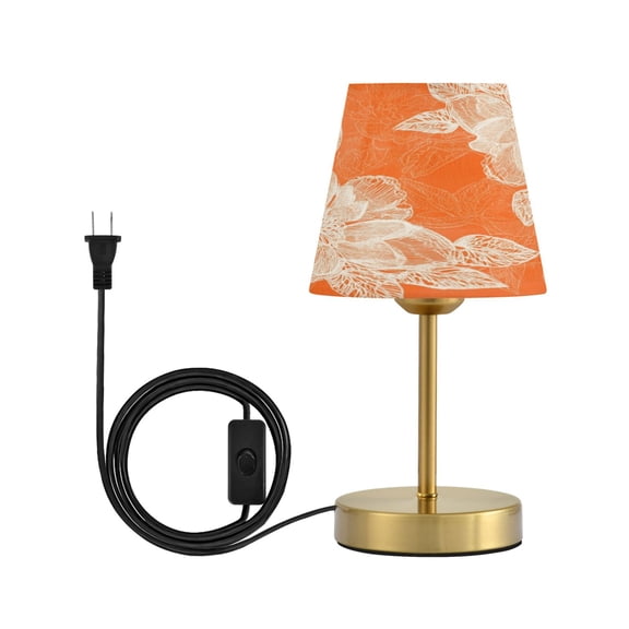 Wobogo Peach Lace Pattern on Orange Background Table Lamps Three-channel Adjustable Lighted Antique Brass Metal Base Simple Modern Style for Bedroom Nightstands Living Room and Office