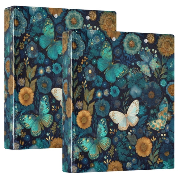 Wobogo Peacock Butterfly File Folders Extra Large Capacity to Hold 200 Sheets of Documents Hard Shell Ring Binder for School Home Office