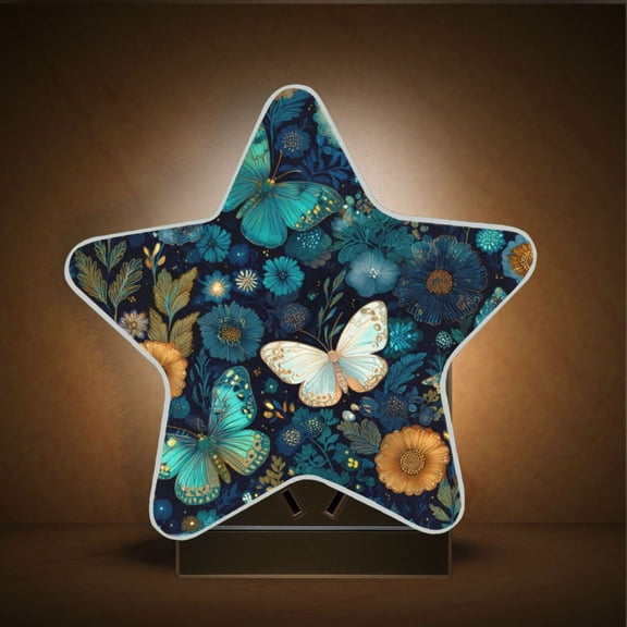 Wobogo Peacock Butterfly LED Star Night Light 0.2 Watt Wall Plug Dusk to Dawn Auto Switch Adjustable Brightness Soft White Light