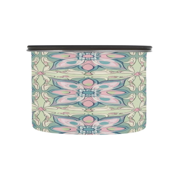 Wobogo Persian Style Motifs Food Storage Jars 304 Food Grade Stainless Steel Canisters With Vacuum Airtight Lids for Coffee Snacks Nuts Cereal 500ML