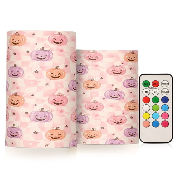 Rc Switch Library Wobogo Pink Checker Pumpkin Combo Flameless Flickering Candle Light ...