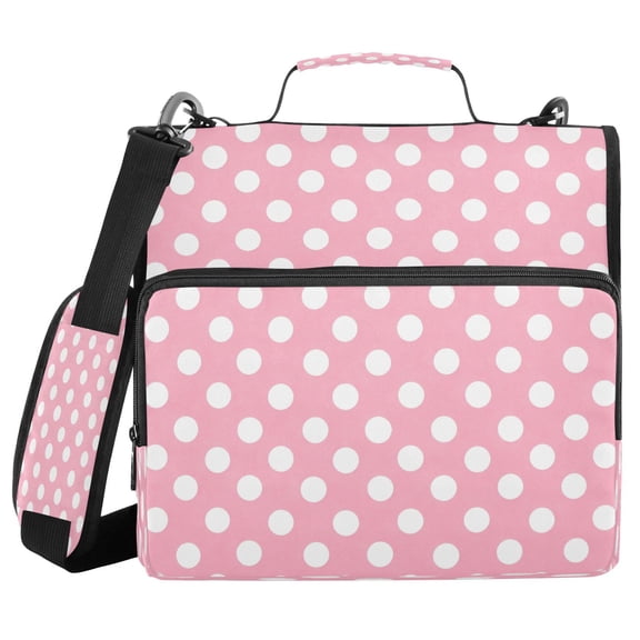 Wobogo Pink Dot Ring Binder Bag with 3 Ring Binder, Water-Resistant Zipper Organizer Case for School Office Supplies
