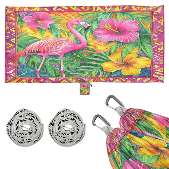 Wobogo Pink Flamingo Camping Hammocks 330 lb Capacity with Tree Straps and Hanging Pockets for Outside Hiking Beach Backpack Travel