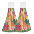 thumbnail image 1 of Wobogo Pink Flamingos Hand Towel Set of 2 Absorbent for Kitchen and Bathroom With Velcro Hanging Loop 18.2×14in, 1 of 7