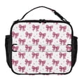 thumbnail image 1 of Wobogo Pink Gingham Bows Lunch Bag Insulated Portable Cooler Tote Bag for for Adults Kids Work Office School Picnic Beach, 1 of 6