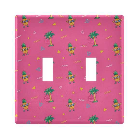 Wobogo Pink Palm Pineapple Switch Plates PC Flame Retardant Plastic Material Glossy Finish Smooth Touch 4.56x4.48x0.27in