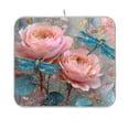 thumbnail image 1 of Wobogo Pink Rose Blue Dragonfly Kitchen Drying Mat Heat Resistant Drainage with Non-Slip Rubber Backing Hides Stains Super Absorbent Easy to Clean 16×18in, 1 of 8