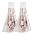 thumbnail image 1 of Wobogo Pink Skulls Hand Towel Set of 2 Absorbent for Kitchen and Bathroom With Velcro Hanging Loop 18.2×14in, 1 of 7