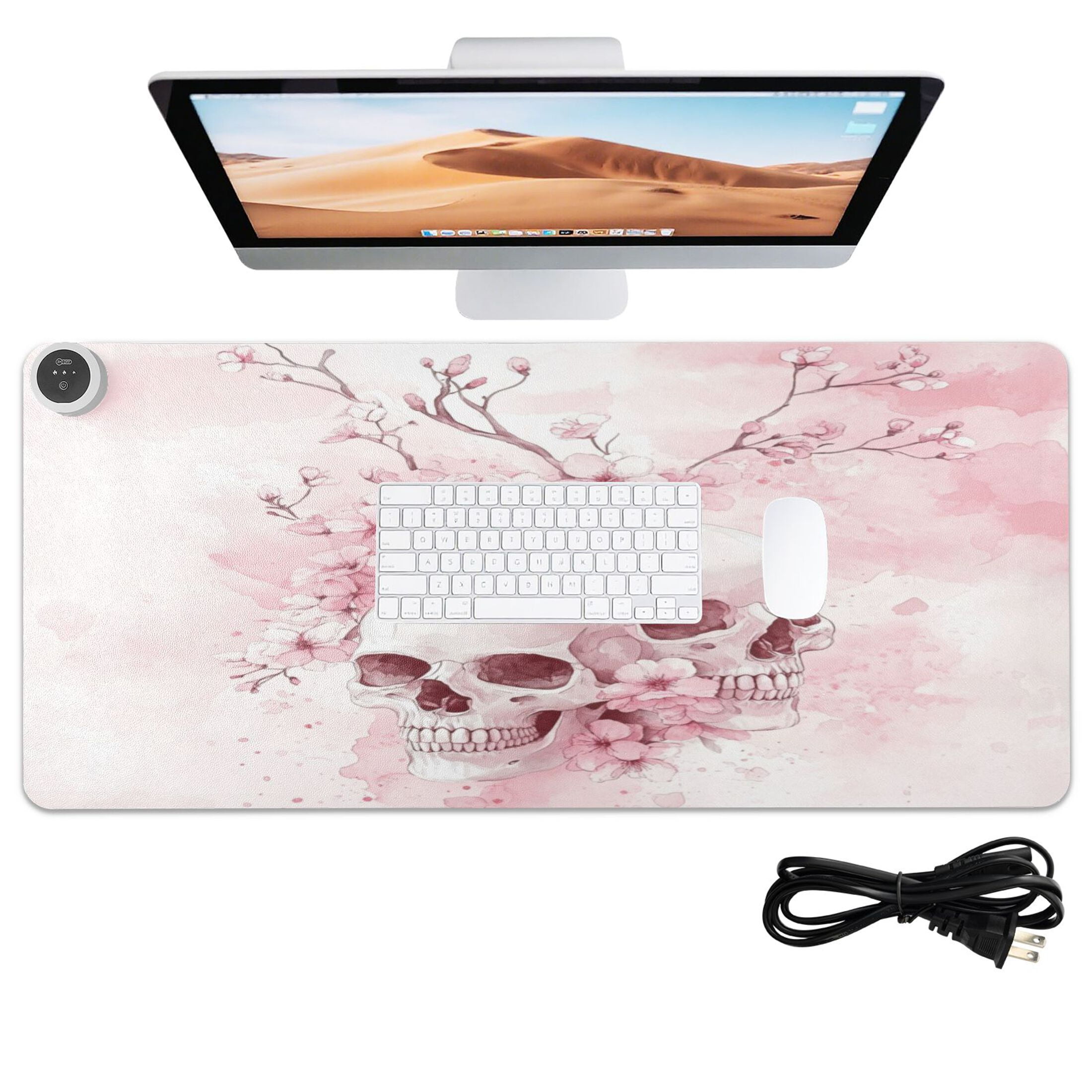 Wobogo Pink Skulls Heated Mouse Pad Extra-Large Desk Mat With 3 Heating ...