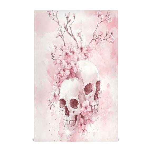 Wobogo Pink Skulls Kitchen Towel 6 Piece Large Cotton Dishcloth Premium Absorbency Set with Hanging Loop