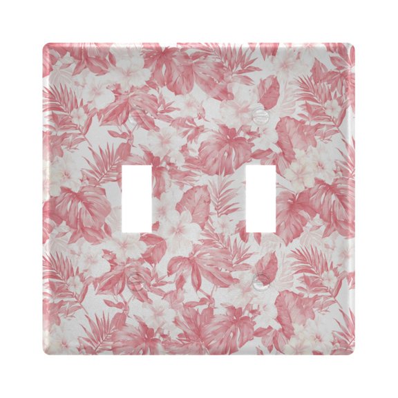Wobogo Pink Tropical Hibiscus Switch Plates PC Flame Retardant Plastic Material Glossy Finish Smooth Touch 4.56x4.48x0.27in