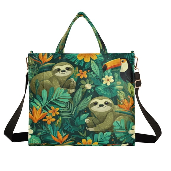 Wobogo Playful Sloths Corduroy Tote Bag for Women Travel Crossbody Bag Purse Women Shoulder Bags Work Handbags Daily Commuter Bag 10.2×9inch
