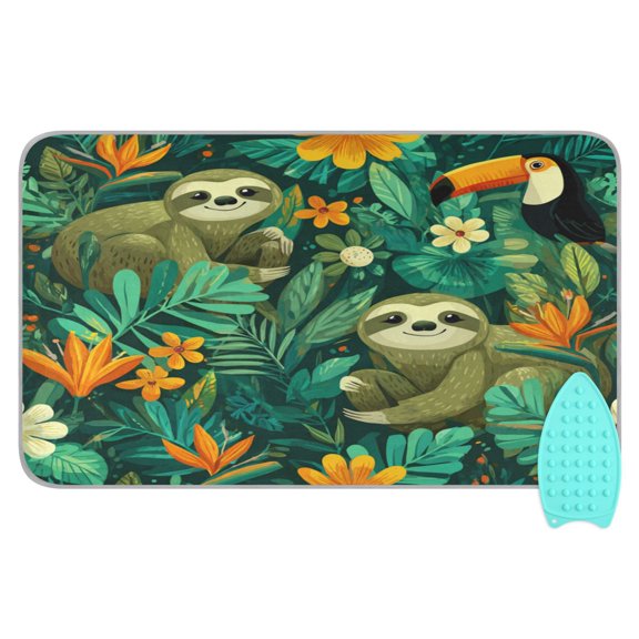 Wobogo Playful Sloths Ironing Mat Blanket Quilted Washer Dryer Heat Resistant Pad Foldable for Easy Storage