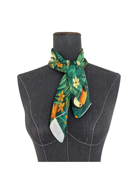 Wobogo Playful Sloths Square Scarf 23.62 x 23.62 In Lightweight Polyester Silk-Feel Neck Scarf for Women Fashion Head Scarf Hair Wrap Bandana