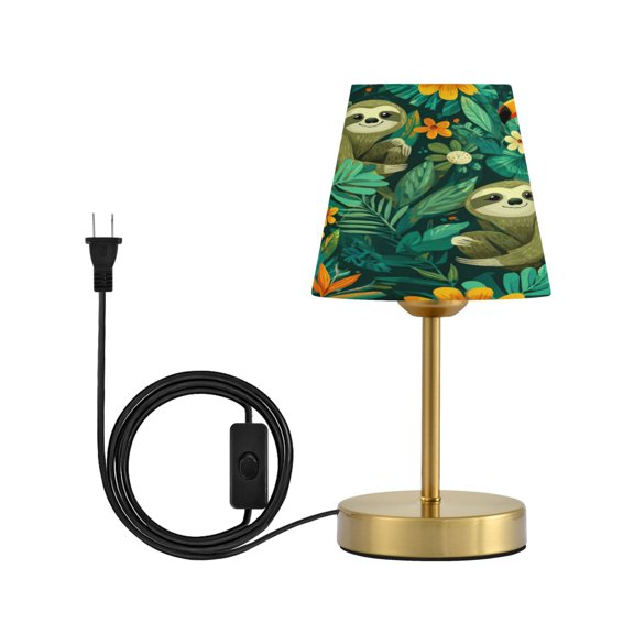 Wobogo Playful Sloths Table Lamps Three-channel Adjustable Lighted Antique Brass Metal Base Simple Modern Style for Bedroom Nightstands Living Room and Office
