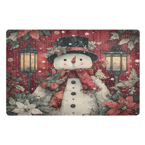 Wobogo Plump Snowman Highly Absorbent Polyester Doormat Anti-slip Anti-fouling Indoor Outdoor Entrance Welcome Mat 3220in
