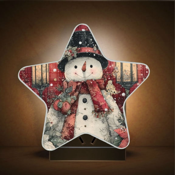 Wobogo Plump Snowman LED Star Night Light 0.2 Watt Wall Plug Dusk to Dawn Auto Switch Adjustable Brightness Soft White Light