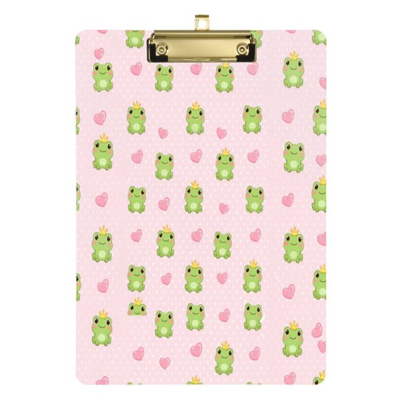 Wobogo Polka Dot Frog Acrylic Writing Pad Gold Clip Stardard Size A4 Office Decorative for Students Workers 12.5×9in