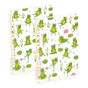 Wobogo Pond Life Frog Print Notebook College Horizontal Grid Paper Ink Spill Resistant Water Resistant Cover 8.3x5.7x0.4in