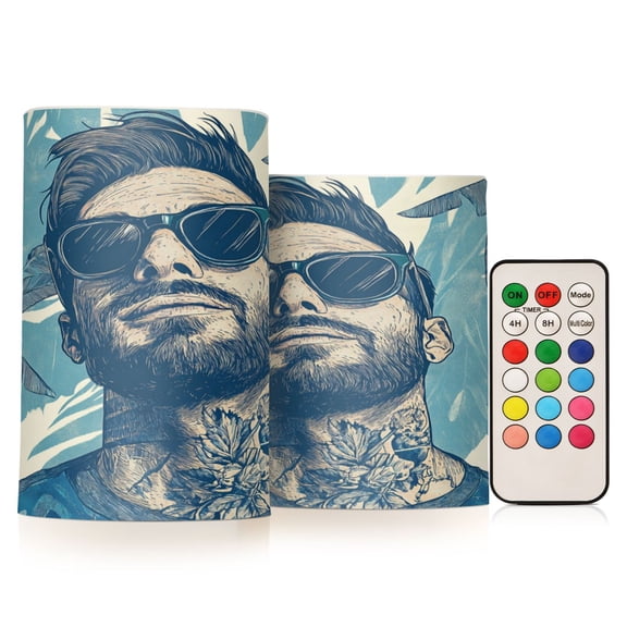 Wobogo Portraits Of Men Combo Flameless Flickering Candle Light with Remote Control and Timer for Romantic Atmosphere
