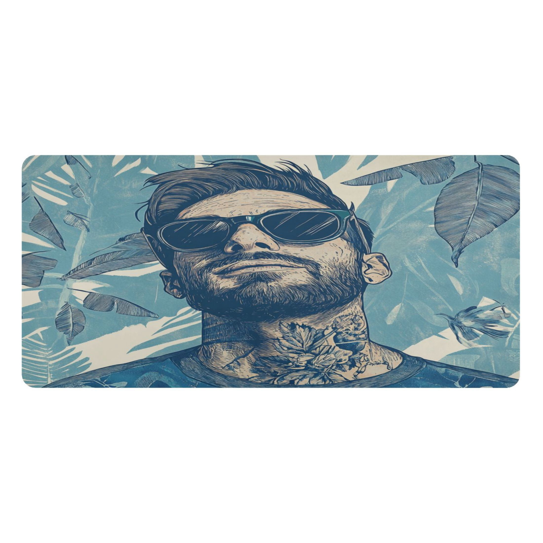 Wobogo Portraits Of Men Gaming Mouse Pad Non-slip Leather Desk Mat Water Resist Keyboard Pad for Gamer Office 16.5×35.4in
