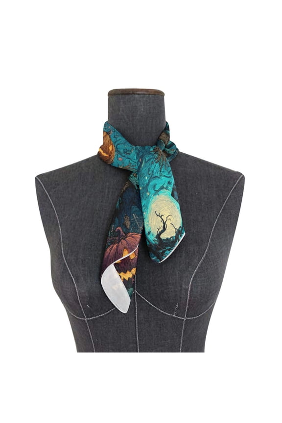 Wobogo Pranking Pumpkin Square Scarf 23.62 x 23.62 In Lightweight Polyester Silk-Feel Neck Scarf for Women Fashion Head Scarf Hair Wrap Bandana