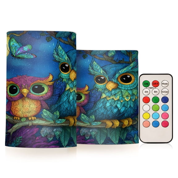 Wobogo Pretty Owl Combo Flameless Flickering Candle Light with Remote Control and Timer for Romantic Atmosphere