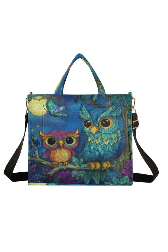 Wobogo Pretty Owl Corduroy Tote Bag for Women Travel Crossbody Bag Purse Women Shoulder Bags Work Handbags Daily Commuter Bag 13.7×12.2inch