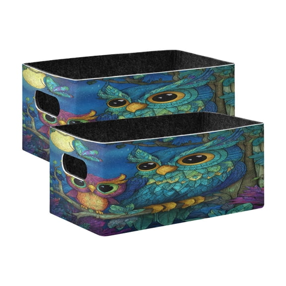 Wobogo Pretty Owl Decorative Folding Storage Basket Felt Organizer Bin for Toys, Clothes, Desk