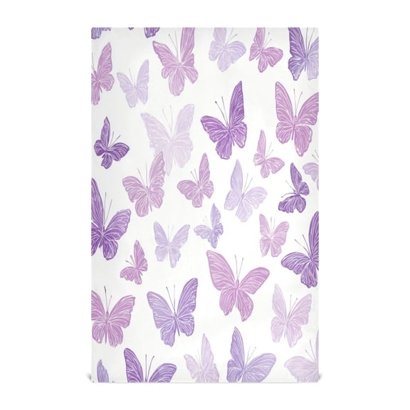 Wobogo Purple Butterfly Kitchen Towel 1 Piece Large Cotton Dishcloth Premium Absorbency Set with Hanging Loop