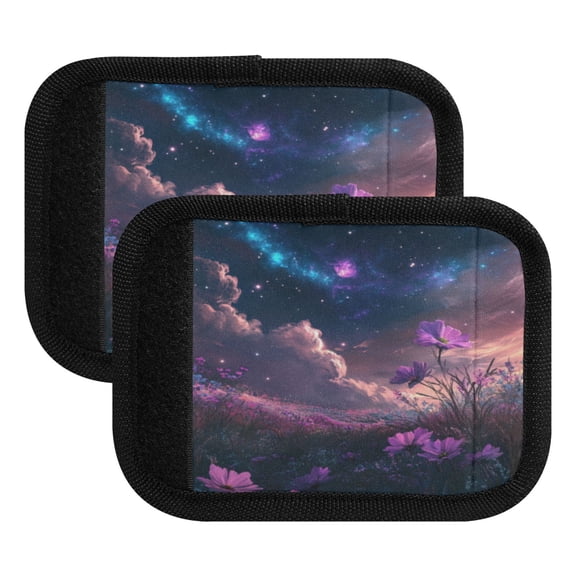 Wobogo Purple Flower Sea Luggage Handle Wrap 2Pcs Suitcase Identifier Travel Accessories Affordable Durable Concealed Tag For Airport Leaf