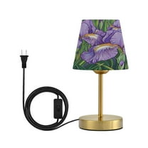 Wobogo Purple Iris Table Lamps Three-channel Adjustable Lighted Antique Brass Metal Base Simple Modern Style for Bedroom Nightstands Living Room and Office