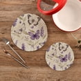 thumbnail image 1 of Wobogo Purple Lavender and Butterfly Trivets Potholders Set of 2 Cotton Woven Round Hot Plate Mats for Hot Dishes Bowls Teapots, 1 of 7