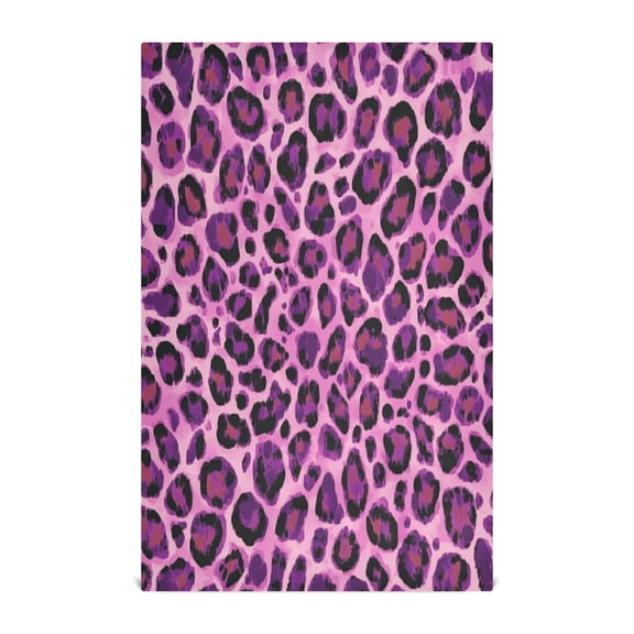 Wobogo Purple Leopard Print Kitchen Towel 6 Piece Large Cotton Dishcloth Premium Absorbency Set with Hanging Loop