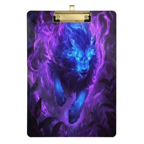 Wobogo Purple Light Blue Lion Acrylic A4 Clipboards Gold Clip Stardard Size 9×12.5in Office Decorative for Students Workers